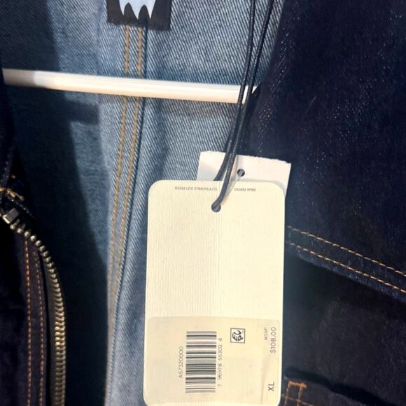 NWT Levi’s Men XL Chore Denim Jacket Dark Wash Y2K Work Skate Garage Jean Jacket - Picture 2 of 6